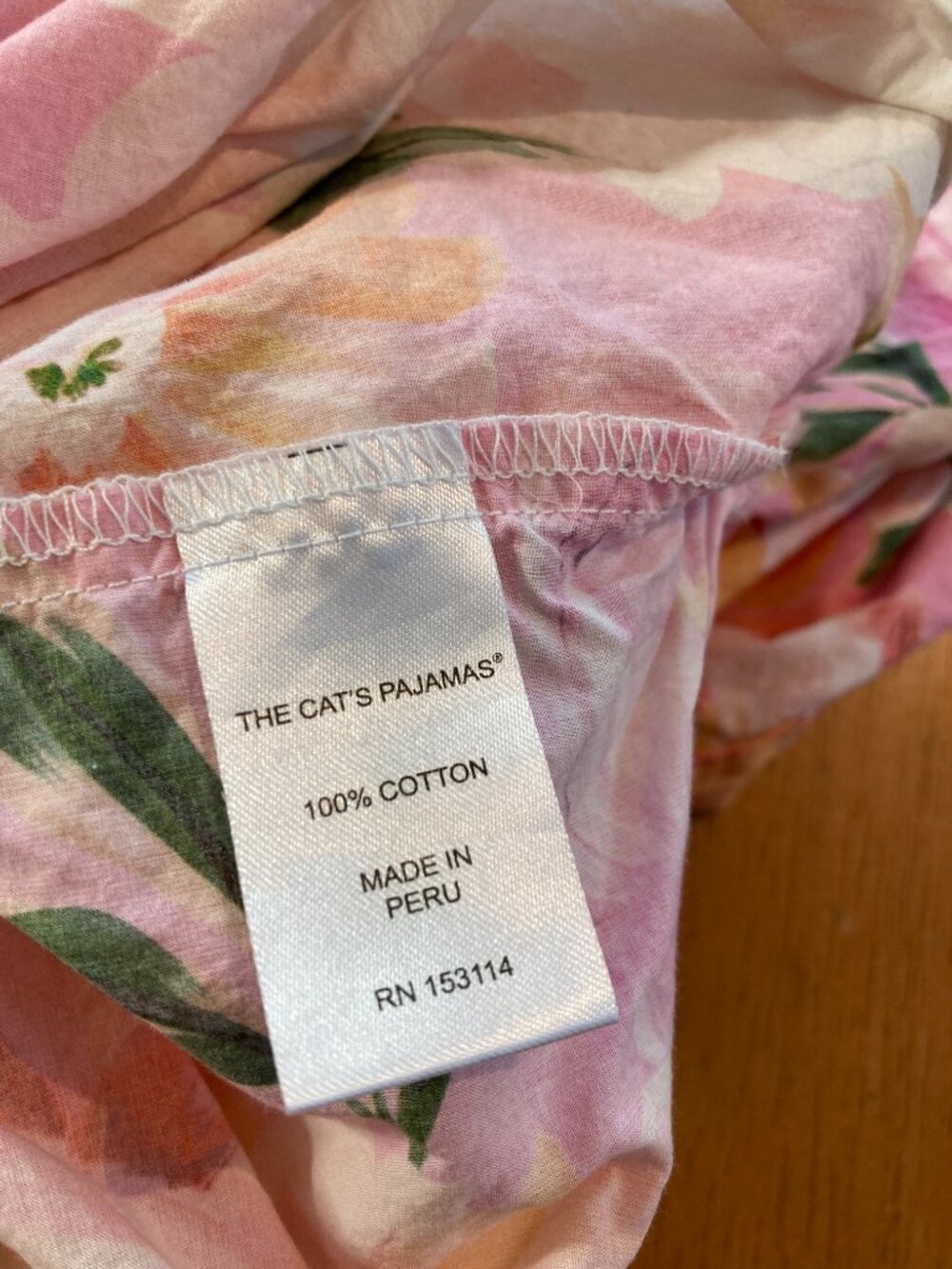 The Cat’s Pajamas Pink Floral S/S top & Pants Pajamas Cotton S-small repair - Picture 9 of 13